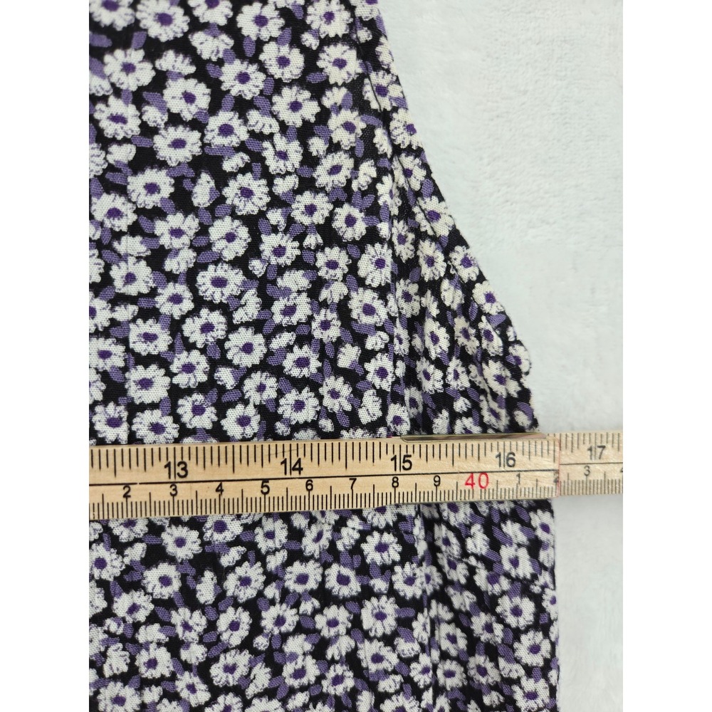 Rabbit Rabbit Rabbit Designs Floral Maxi Dress Purple Black Ruffle Hem Small - Picture 3 of 6